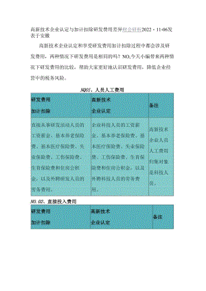 高新技术企业认定与加计扣除研发费用差异.docx