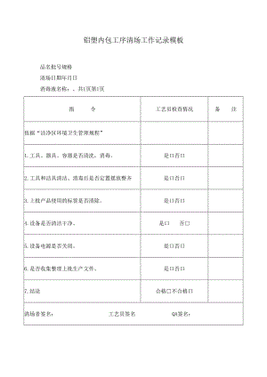 铝塑内包工序清场工作记录模板.docx