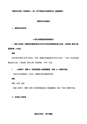 思辨作文关系「万能套句」12句！背下来再也不怕思辨作文！直接套就行.docx