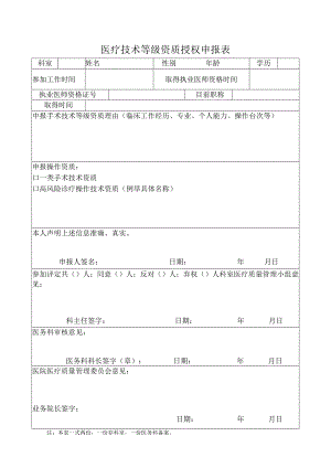 医疗技术等级资质授权申报表.docx