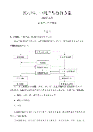 建筑工程--原材料、中间产品检测计划方案.docx