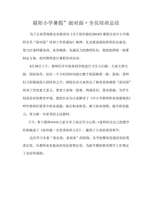晨阳小学暑假“面对面”全员培训总结.docx