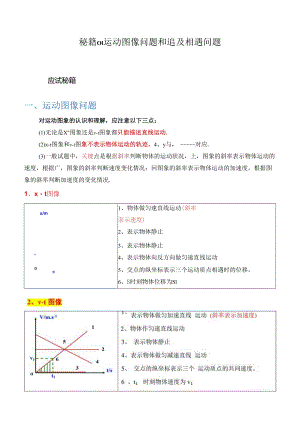秘籍01 运动图像问题和追及相遇问题（教师版）.docx