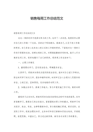 销售每周工作总结范文.docx