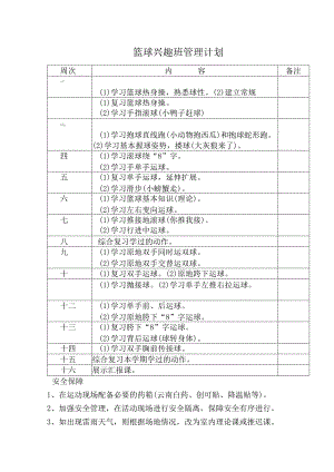 篮球兴趣班管理计划.docx