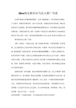 20xx淘宝新店应该怎么推广引流.docx