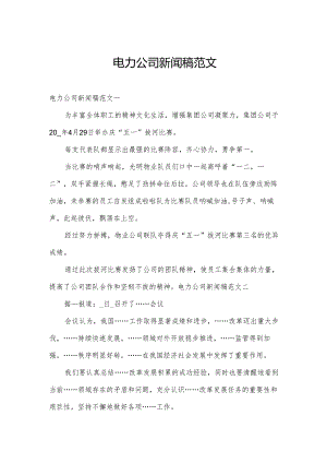 电力公司新闻稿范文.docx