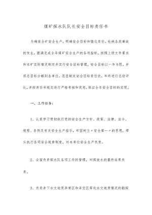 煤矿探水队队长安全目标责任书.docx