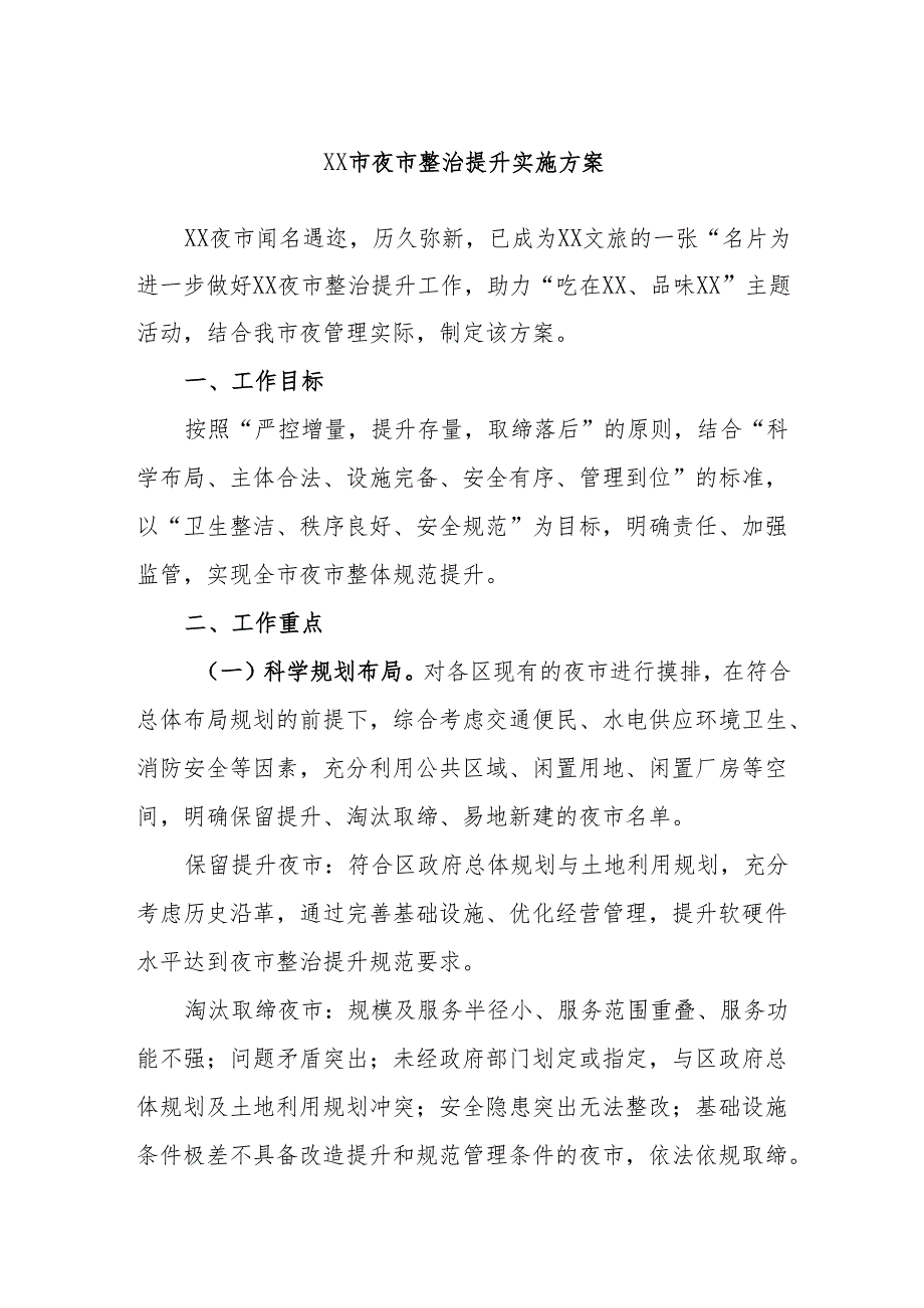 XX市夜市整治提升实施方案.docx_第1页