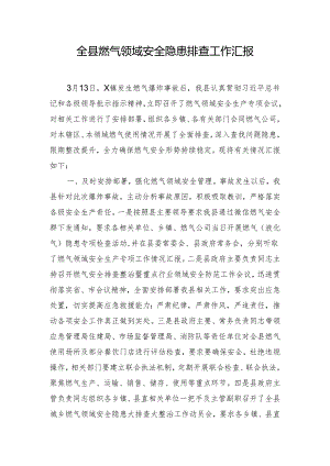 全县燃气领域安全隐患排查工作汇报.docx