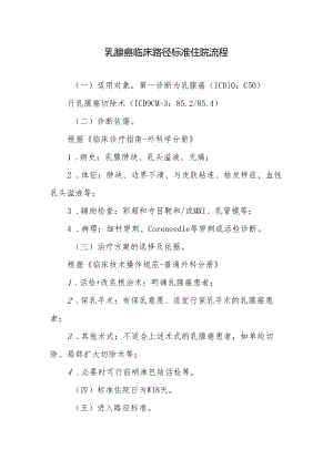 乳腺癌临床路径标准住院流程.docx