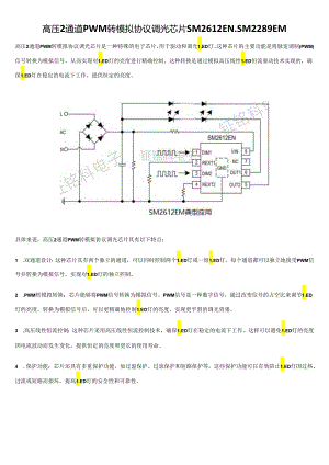 高压2通道PWM转模拟协议调光芯片SM2612EN、SM2289EM.docx