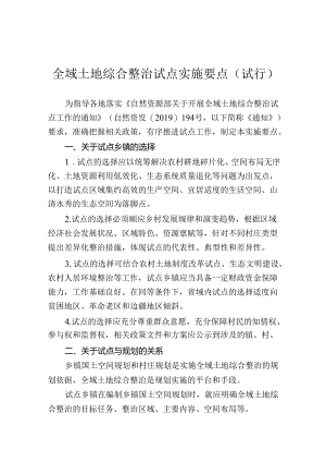 全域土地综合整治试点实施要点（试行).docx
