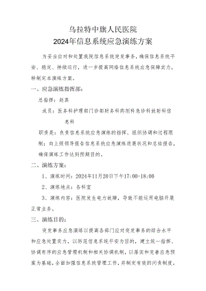 医院信息系统应急演练方案2024.11.20.docx