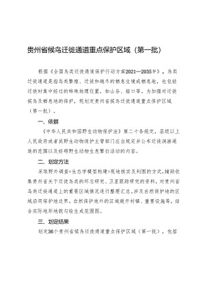 贵州省候鸟迁徙通道重点保护区域（第一批）.docx