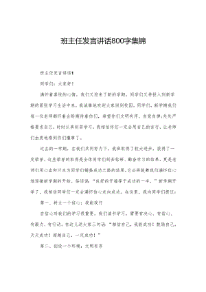 班主任发言讲话800字集锦.docx