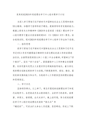 某局党组2024年党组理论学习中心组专题学习计划.docx