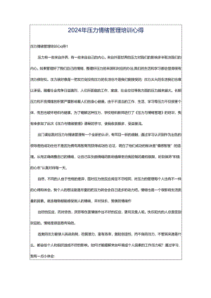 2024年压力情绪管理培训心得.docx