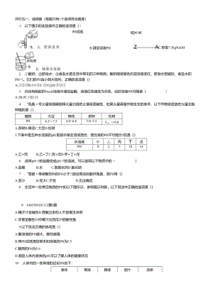 人教版九年级下册 第十单元 酸和碱 评价五（无答案）.docx