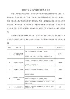 安全生产费使用和提取计划（模板）.docx