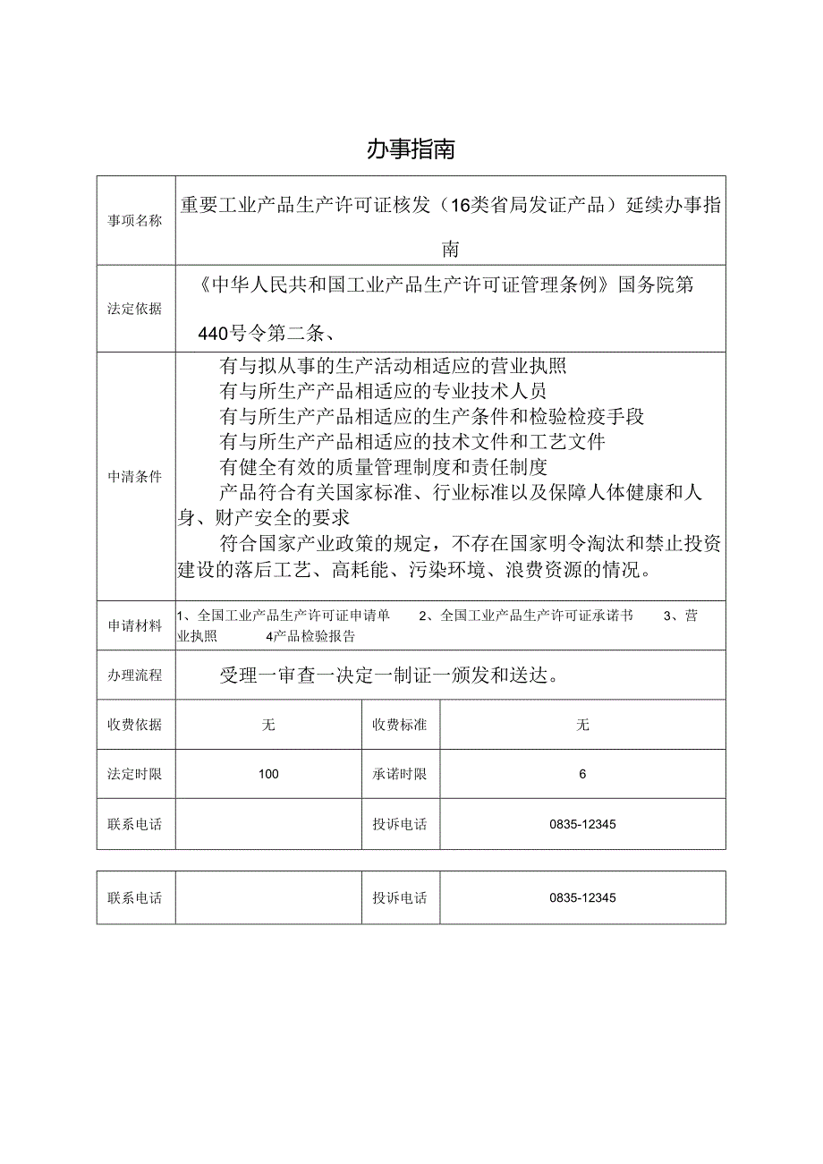 重要工业产品生产许可证核发（16类省局发证产品）延续办事指南.docx_第1页