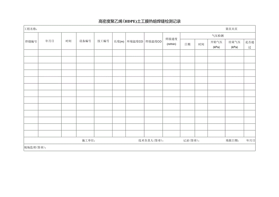 高密度聚乙烯(HDPE)土工膜热熔焊缝检测记录.docx_第1页