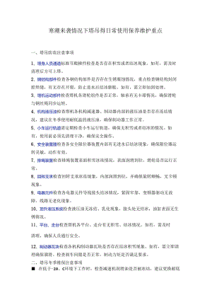 寒潮来袭情况下塔吊得日常使用保养维护重点.docx