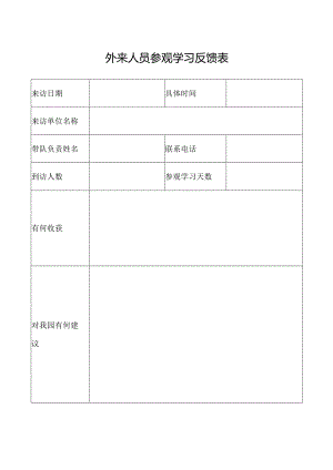 外来人员参观学习反馈表.docx