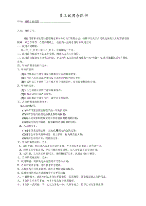 员工试用合同范文模板.docx