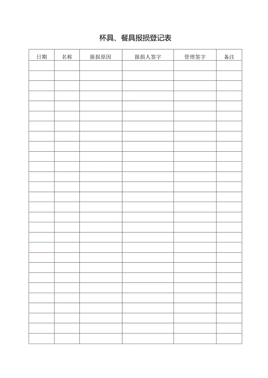 杯具、餐具报损登记表.docx_第1页