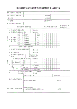 雨水管道及配件安装工程检验批质量验收记录.docx
