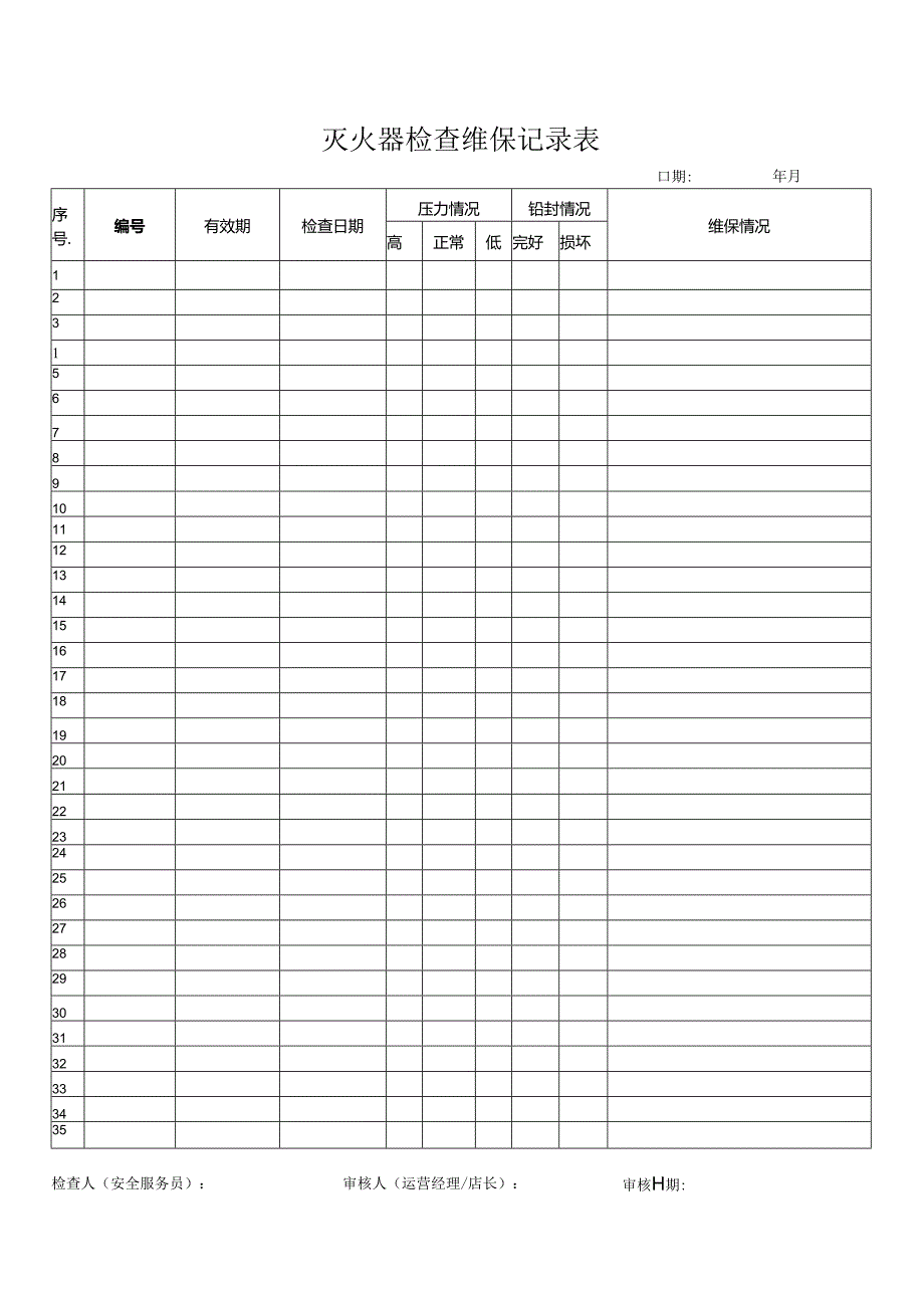 灭火器检查维保记录表.docx_第1页