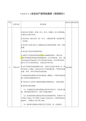 机械制造企业安全生产督导检查表模板.docx