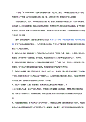 技能培训资料：不锈钢分类知识汇总.docx