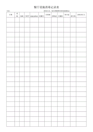 餐厅设施消毒记录表.docx