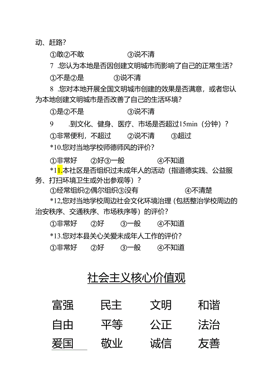 县创建全国文明城市调查问卷.docx_第2页