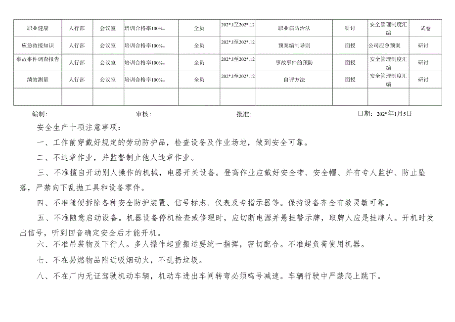 安全培训教育计划表.docx_第2页