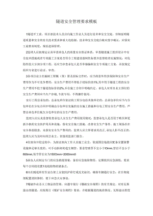 隧道安全管理要求模板.docx