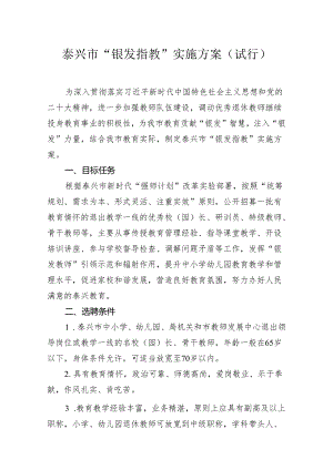 泰兴市“银发指教”实施方案（试行）.docx
