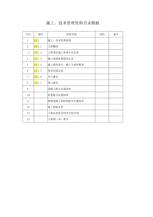 施工、技术管理资料目录模板.docx