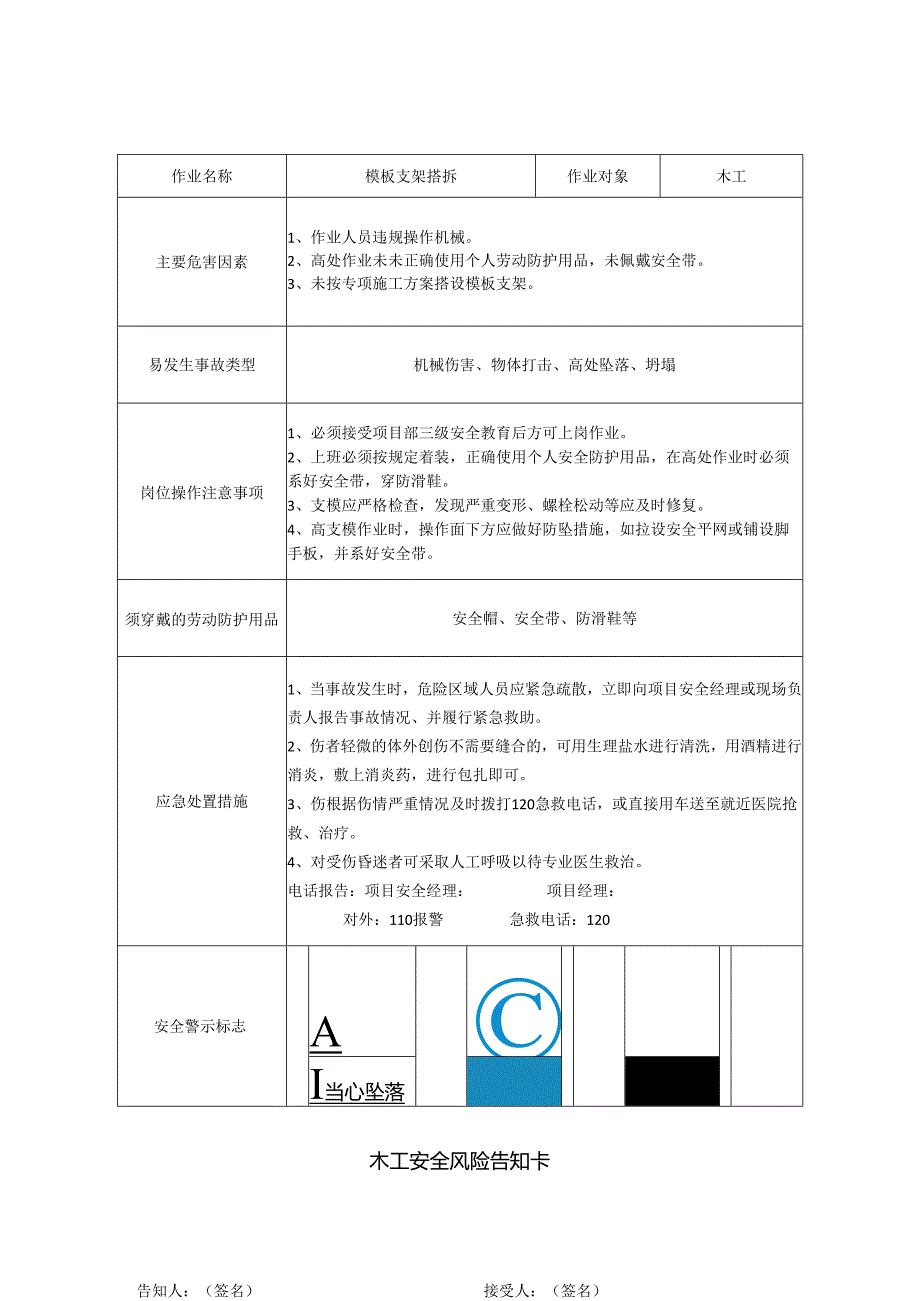 木工安全风险告知卡.docx_第1页