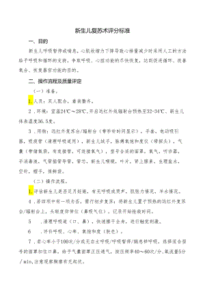 新生儿复苏术评分标准.docx
