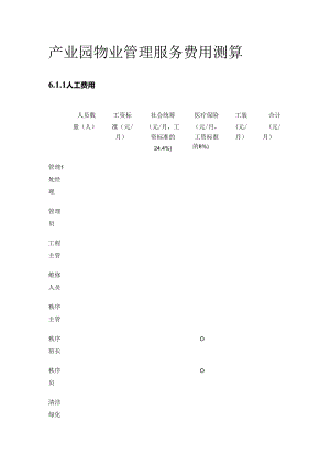 产业园物业管理服务费用测算全套.docx