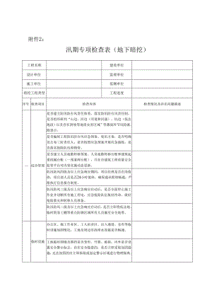 汛期专项检查表（地下暗挖）.docx