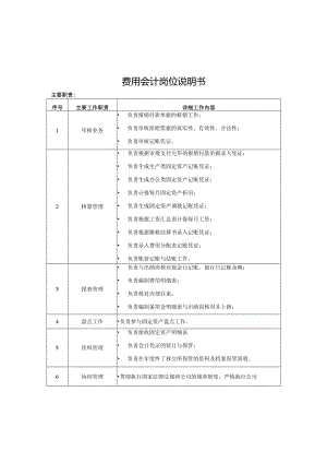费用会计岗位说明书.docx