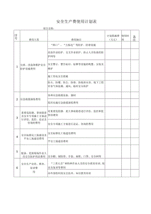 安全生产费使用计划表.docx