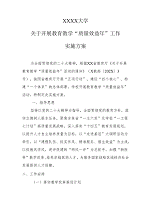 大学关于开展教育教学“质量效益年”工作实施方案.docx