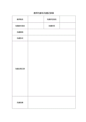 教师与家长沟通记录表模板.docx