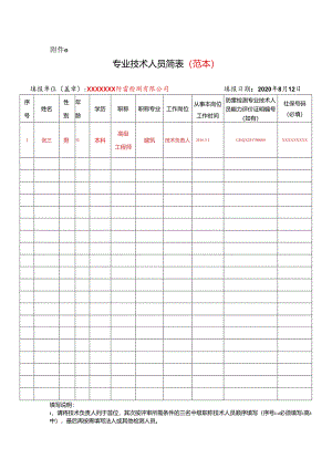 专业技术人员简表（范本）-乙.docx