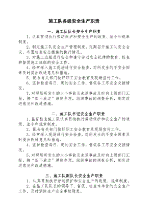 建筑工程有限公司施工队各级安全生产职责.doc